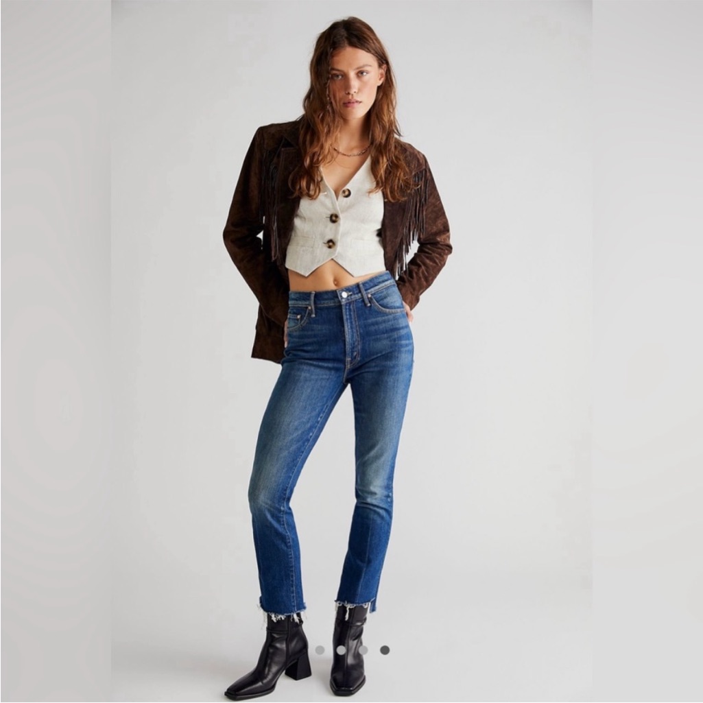 New! Mother Insider Crop Step Fray Jeans Bad Reputation Size 27
